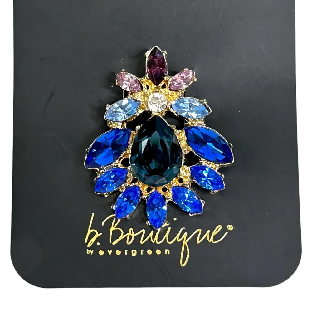 Lot of 3 B Boutique Evergreen Stunning Shiny Crystal Brooch‎ Pins Jewelry